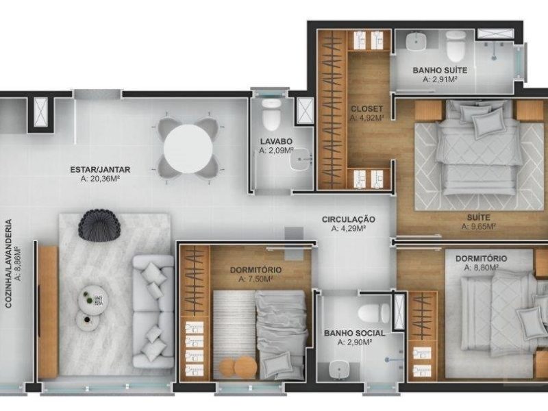 Apartamento à venda com 85m², 3 quartos, 1 suíte, 2 vagas no bairro Vila Rosa em Novo Hamburgo